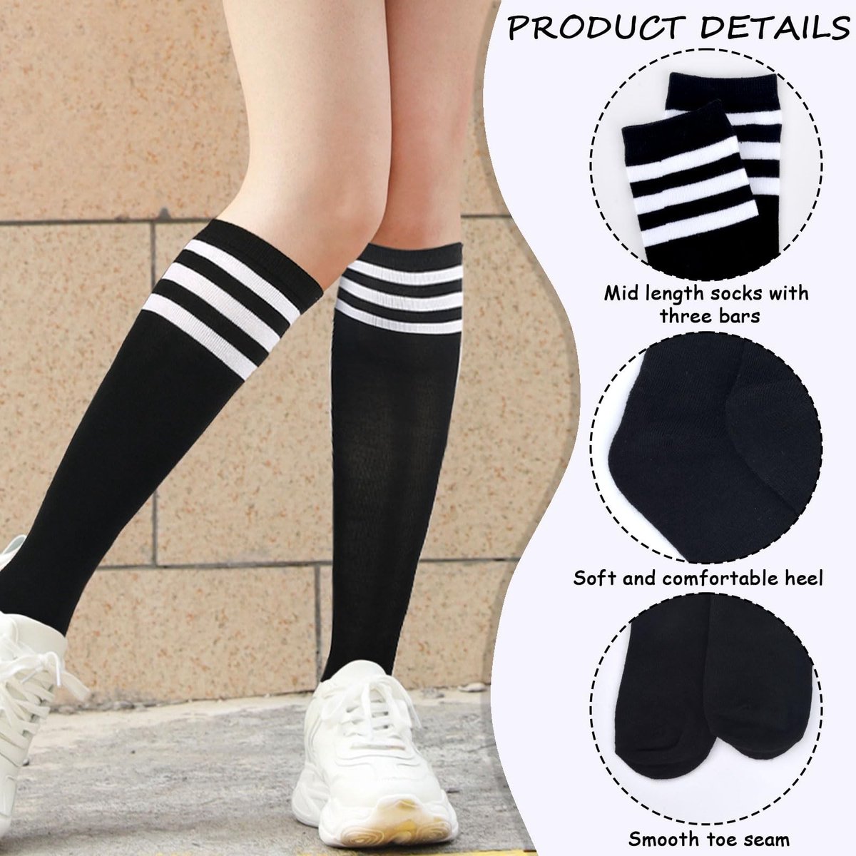 ONF3 - Knie Hoge Sokken - Casual Striped Thigh Highs - Voor Dames en Meisjes - Mode en Comfort - Perfect voor elke gelegenheid - Stijlvol en tre...