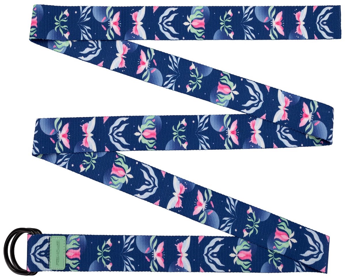 Spokey Bloom Yogariem - Zwart - 240 x 3,8 cm - Polyester - Metalen dubbele gesp