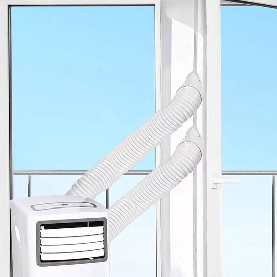 400cm Raamafdichting Mobiele Airco Kit, Herbruikbaar, Weerbestendig, Voor Airco- en Drogerafvoer Slang, Kiep- en Draairamen