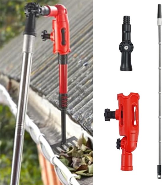 Telescopische gootreiniger - Dakgootreiniger uitschuifbaar - Dakgoten schoonmaken - Met 2 adapters - 17 meter - Rood zilver zwart — afbeelding 5