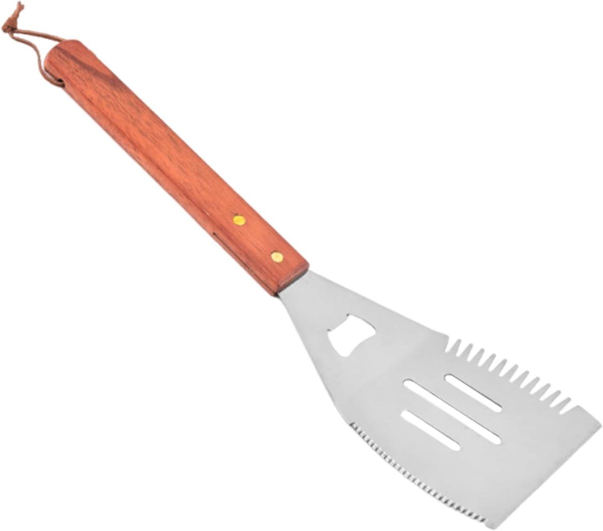 BBQ Spatel - Grill Spatel - Buiten Grillen - Getande Snijrand - 39 x 10 x 5 cm - Zilver