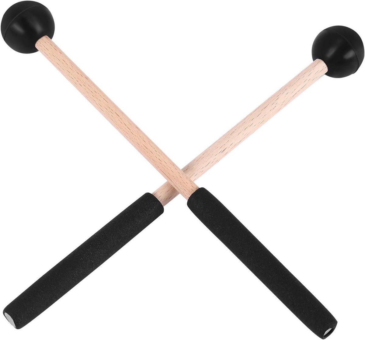 Tong Drum Mallets - Drum Stokken - Muziek Maken - Zachte Rubberen KoPpen - 22 cm Lengte - Zwart