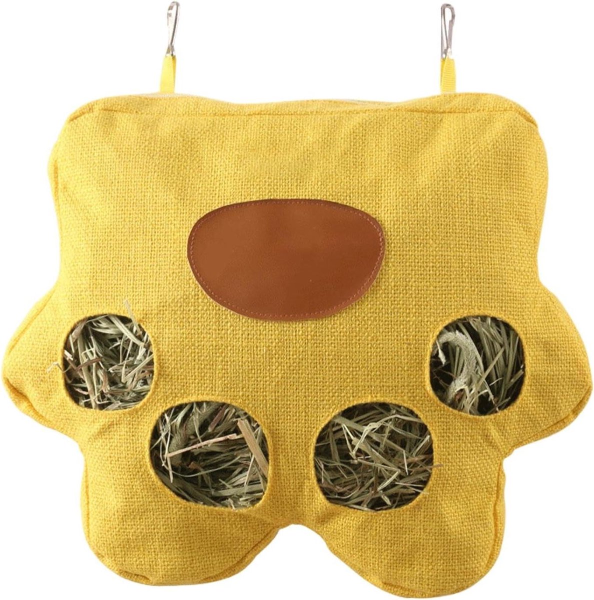 Hooibaal Houder - Hooi Dispenser - Knaagdier Voeding - Sleeploze Voeding - 29x24cm - Geel