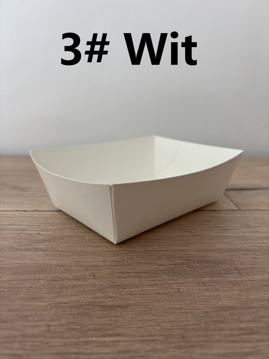 ATXANC 3# Witte Frietbakjes Set van 100 - Milieuvriendelijke Kartonnen Snackbakjes - Duurzame Wegwerp Frietschalen - Wit - 15 x10. 9 x 5 cm - Ideaal voor Friet, BBQ, Feestjes, Picknick & Take-away