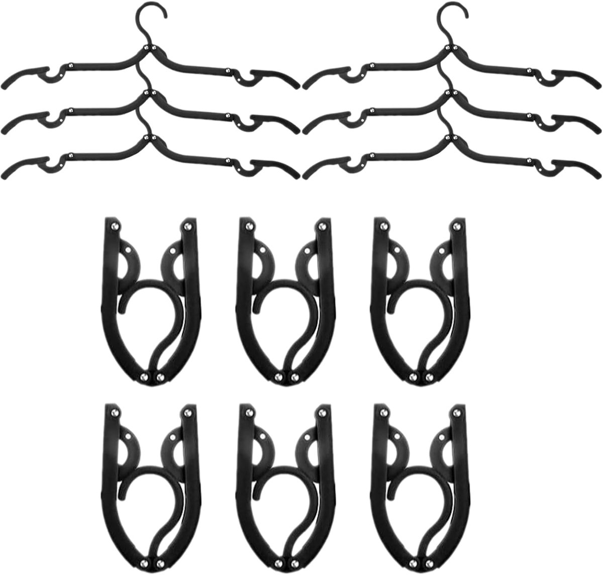 Opblaasbare Kledinghangers - Reishangers - Ruimtebesparend - Anti-slip - Voor Drogen van Wasgoed op Reis - Compact - Set van 10 - zwart - van Imperatoris