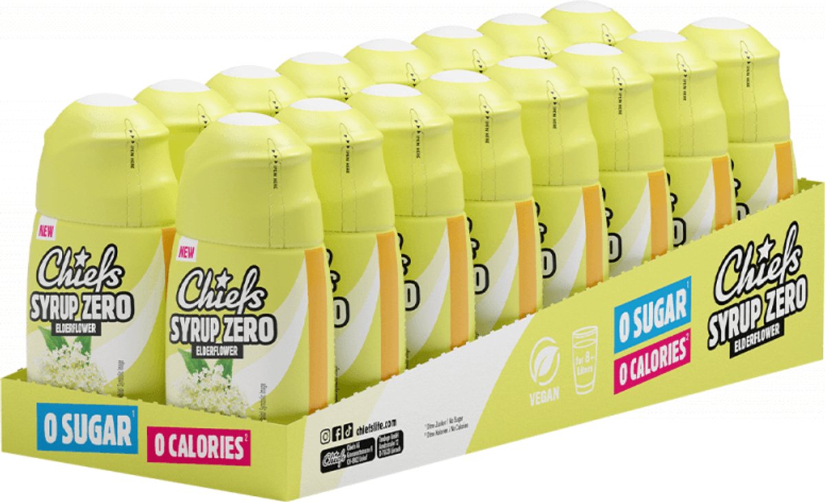 Chiefs Syrup Zero (16x65ml) Elderflower - Functionele voeding - Smaakstoffen/zoetstoffen