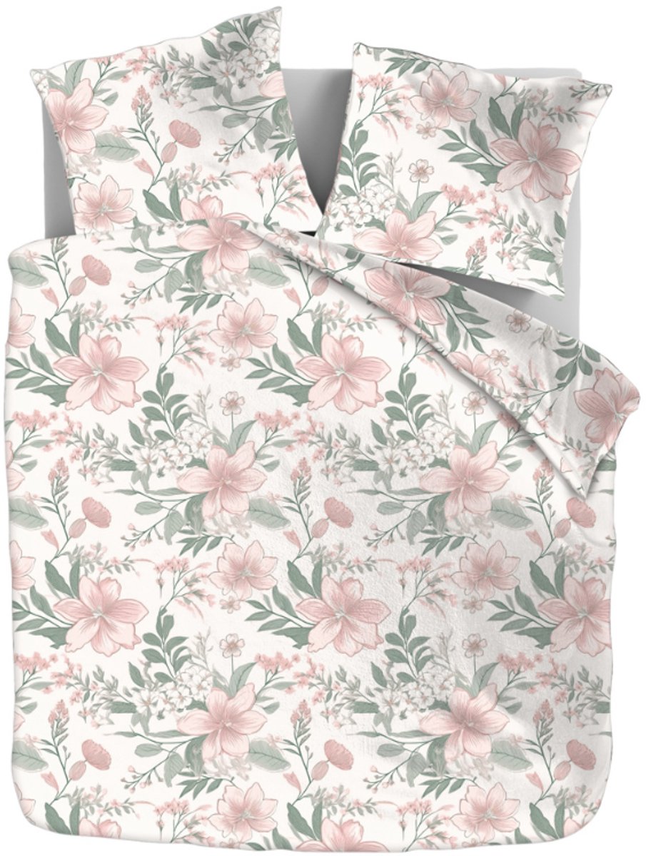 Dekbed-Discounter - Fresh and Co Dekbedovertrek 200 x 200/220 cm - Dubbele instopstrook - Wasbaar op 40 graden - Inclusief 2 kussenslopen - Pink Blossom