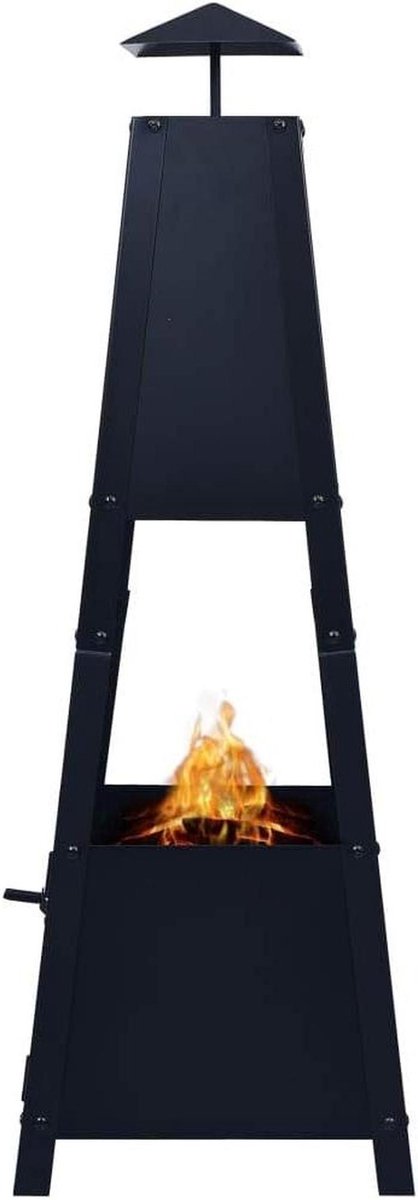 Vuurplaats Standaard - Buitenhaard Terras - Sfeervol Verwarmen - Klassieke Piramidevorm - 35 x 35 x 99 cm - Zwart