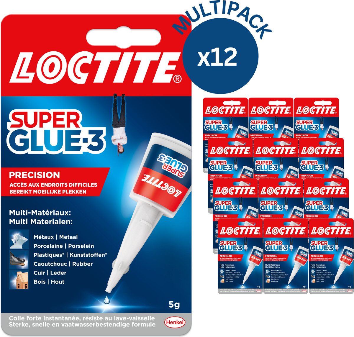 Loctite Precision 12 x 5 Gram Extreem sterk | Universele Secondenlijm | Multilijm voor Knutsel & Precisie oplosingen | Sterke Alleslijm.