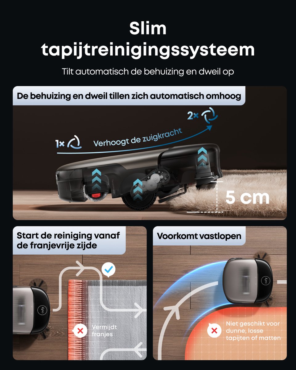 eufy S2 Nieuw 2026 Stofzuiger- en Dweilrobot HydroJet, 30kPa AeroTurbo™ 2.0-Zuigkracht, Vloerreinigingssysteem 2.0, EcoClean™ Elektrolyse, Randreiniging, Haarvrije DuoSpiral™ Borstels, 12-in-1 UniClean™ Station — afbeelding 5