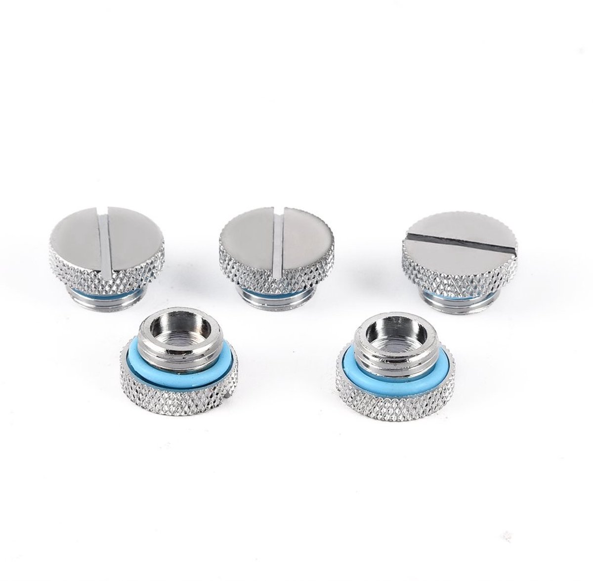 aladdien - Waterkoelingsplug - G1/4 Draadschroef - Verchroomd Messing - Waterstop Plug - Waterkoeling systeem - Geschikt voor PC - 5 Stks