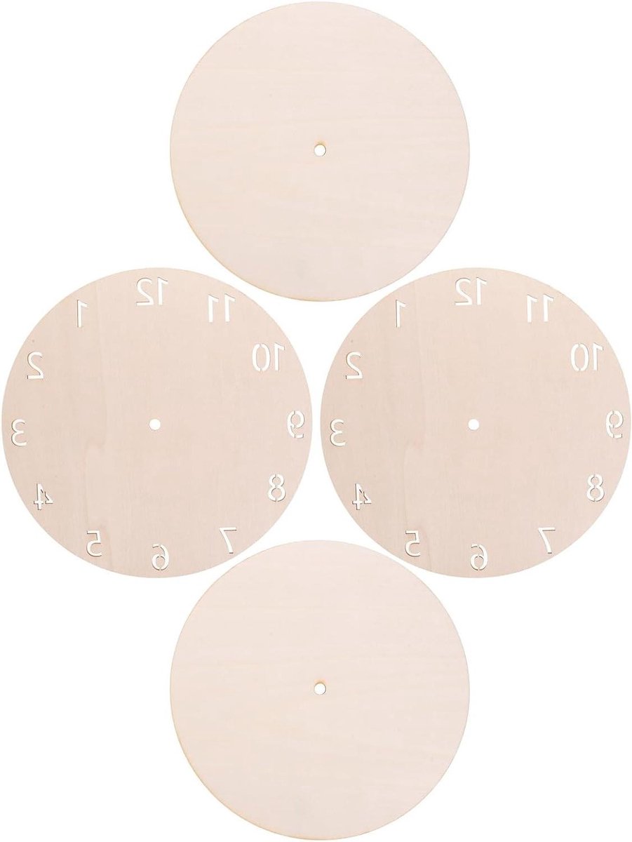 Houten Wijzerplaten - Knutselplaten Klok - Klok Maken - Beschilderbaar Hout - 23 cm - Beige