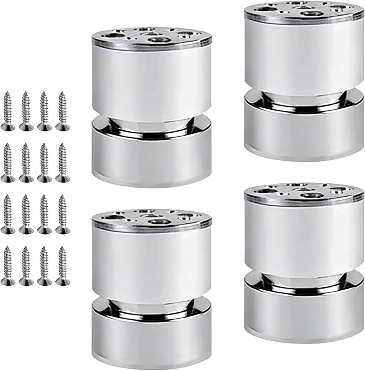 Tafelpoten - Meubelpoten Steunpoten - Meubels Verhogen - Verstelbare Hoogte - 8 cm - Zilver