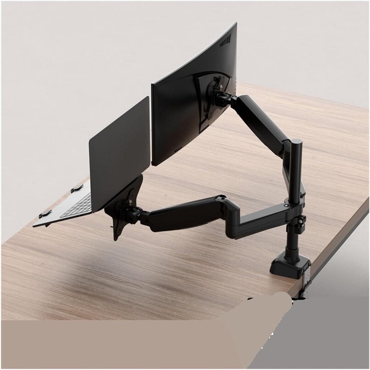 Monitorarm Dubbel Beeldscherm - Bureau Arm - Ergonomisch Werken - Verstelbare Hoogte - 10-17.3 inch - Zwart