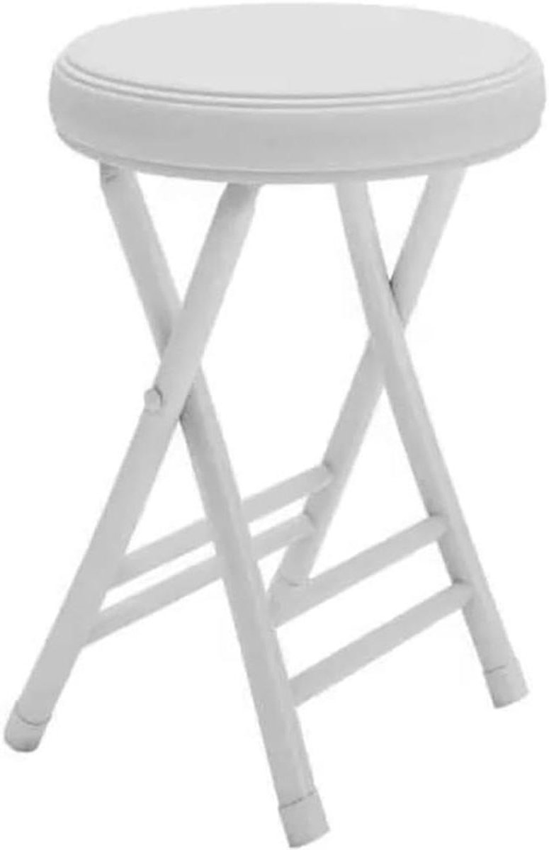 Opvouwbare Kruk - Klapstoel Barkruk - Extra Zitplaats Creëren - Installatie Vrij - 50 cm - Wit