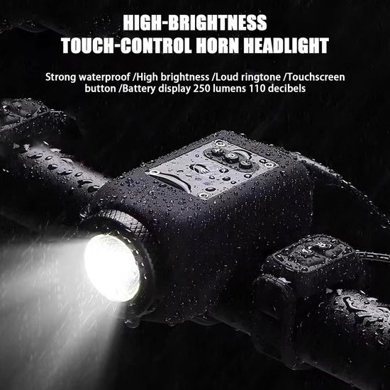 Fietsbel met Licht - Fietsverlichting Fietsaccessoire - Veilig Fietsen - 120 dB Luid Geluid - 250 Lumen - Zwart — afbeelding 3