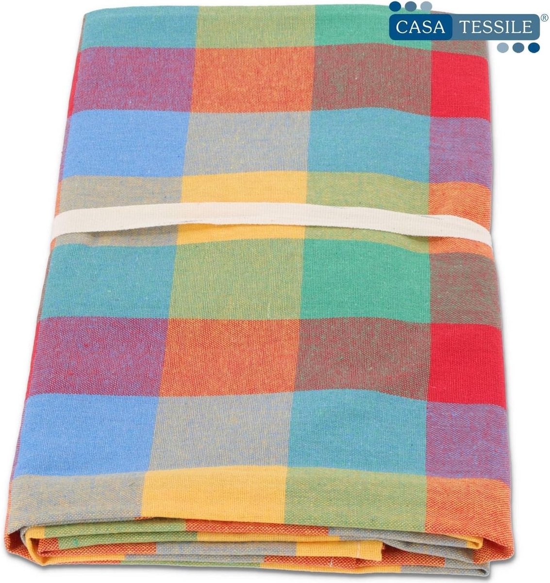 Casatessile Jacquard tafelkleed, katoen, Vichy - Giallo, Maxi 140 x 450 cm.
