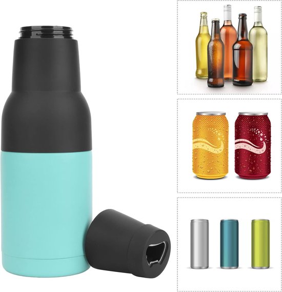 Bierfles Isolator - Blikhouder Koeler - Drankjes Koel Houden - Dubbele Wand Vacuüm Isolatie - 300-400 ml - Groen — afbeelding 3