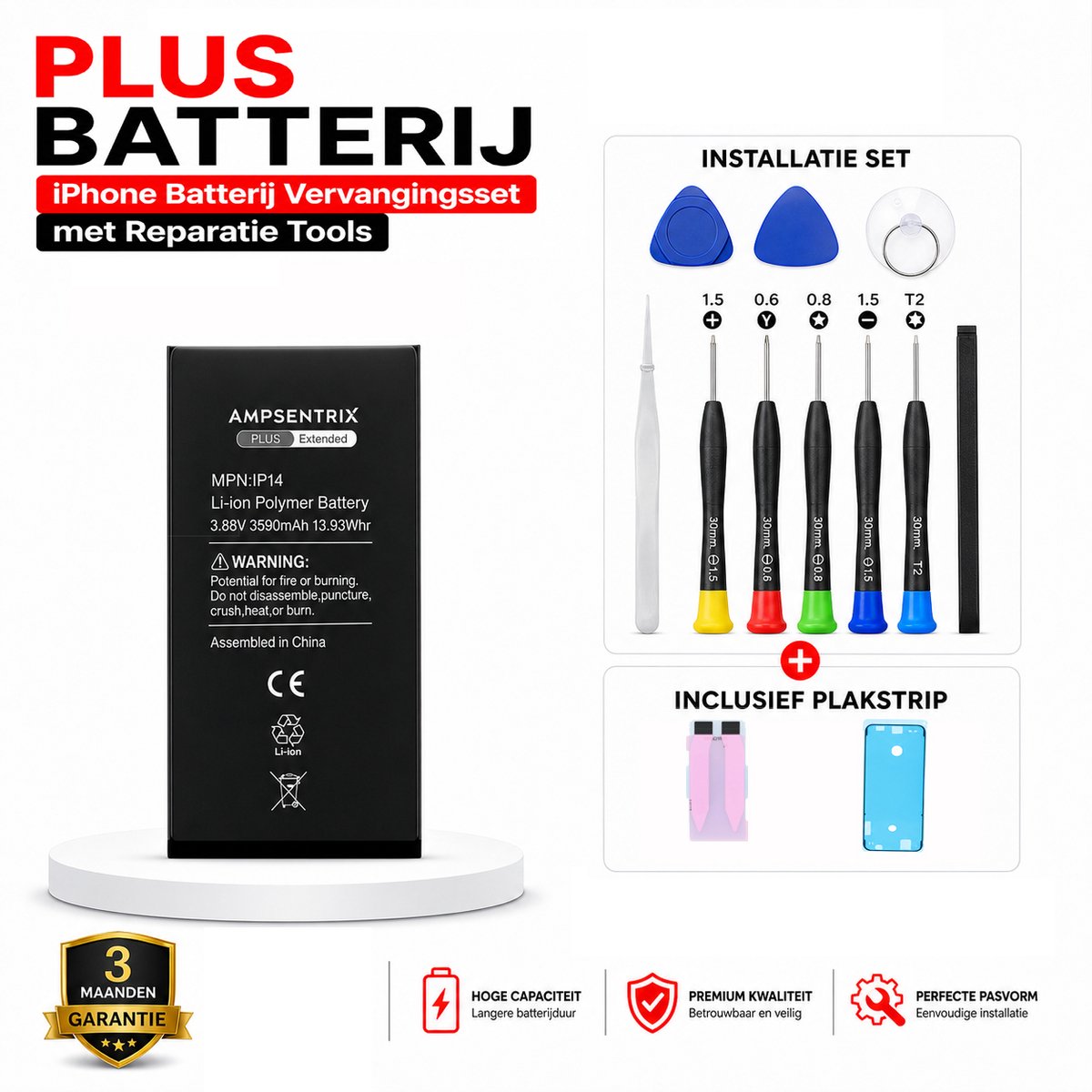 iPhone 14 Pro Max - PLUS Batterij Vervangingsset - met Reparatie Tools
