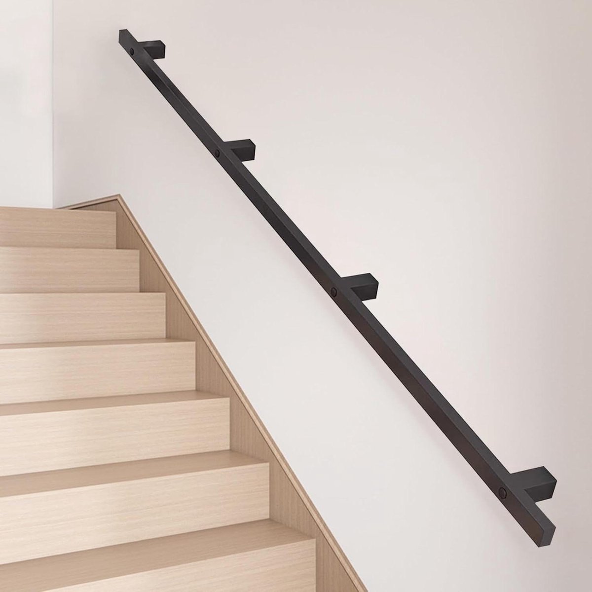 Vierkante trapleuning - Buitengrijper leuning - Veilige trappenhuis - Stevig smeedijzer metaal - 150 cm - Zwart