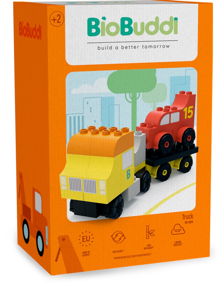 BioBuddi - Vrachtwagen met oplegger bouwblokken