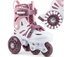Cariboo Ballerina - Skates Inline - Kinderrollers - Skeelers - Roze-Paars - voor Meisjes - Led-wielen - Verstelbare maat (26-30)