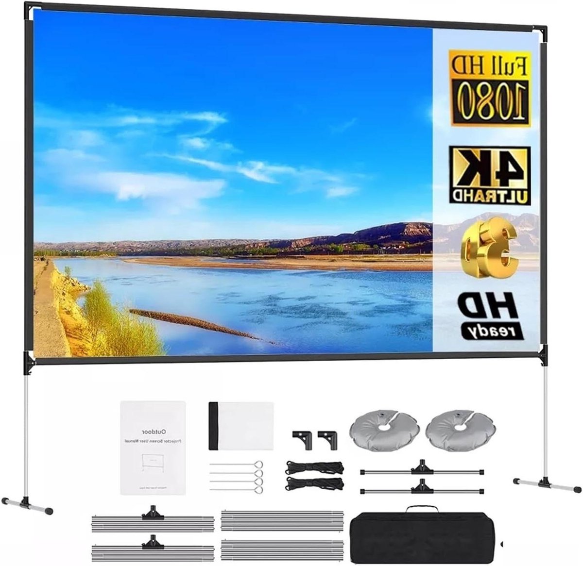 Projectiescherm - Filmscherm Beamer - Thuisbioscoop Maken - 16:9 HD 4K - 100 Inch - Wit