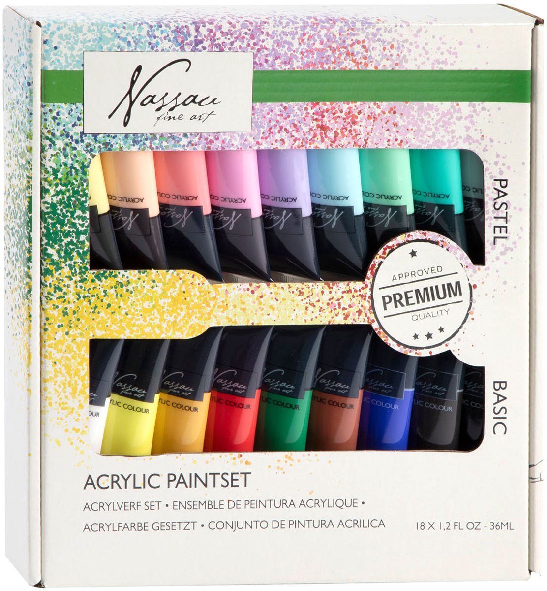 Hobbyverf Acrylverf Set 18pcs - 36ml Verf Tubes - Acrylverf Kinderen en Volwassenen - 9 Pastel & 9 Basis Kleuren - Verf Kinderen Knutselen - Kinder Verf Set — afbeelding 2
