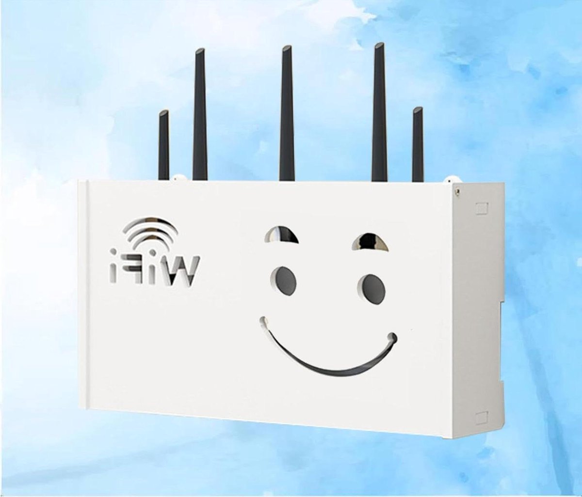 Router Opbergdoos - Wifi Kastje - Router Organiseren - Hol Ontwerp - 38x20x8.5cm - Wit
