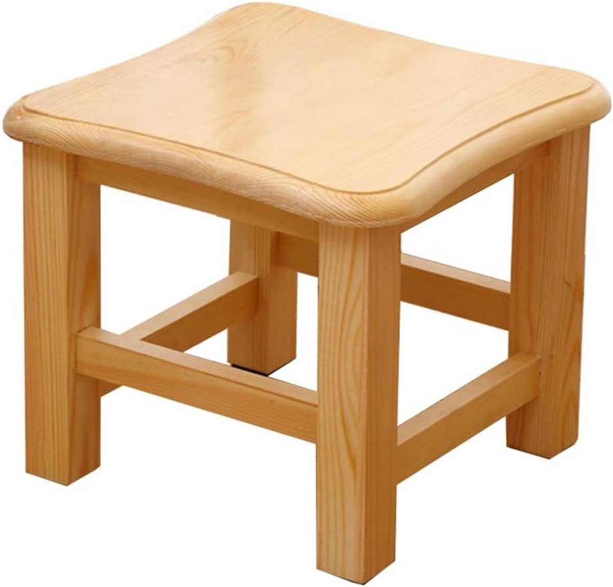 Houten Krukje - Voetenbankje Schoenenbank - Zitplek Creëren - Massief Houten Frame - 30x30x26cm - Houtkleur