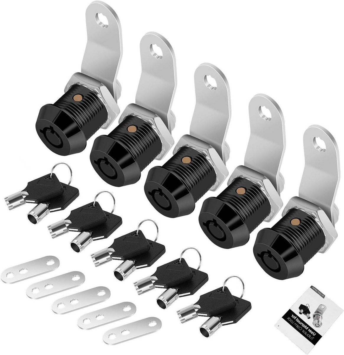 Gereedschapskistslot Set - Opbergsloten Kastsloten - Waardevolle Spullen Beveiligen - Gelijk Sluitend - 5/8 inch - Zwart