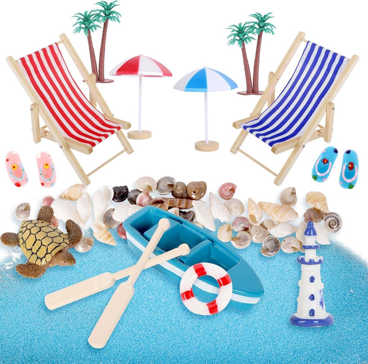 Strand Miniatuur Decoratie - Mini Strand Decoraties - Doe-het-zelf Tuin - Fijn Gedetailleerd - 14 Stuks - Multicolor