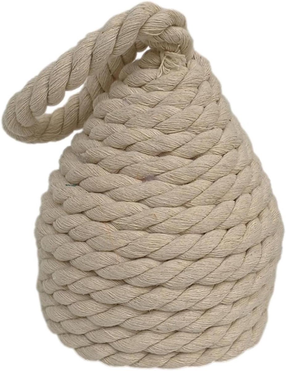 Deurstopper Touw - Deurblokkade Stopper - Deuren Open Houden - Verzwaard Cement - 17.8 x 16.3 x 16.3 cm - Wit