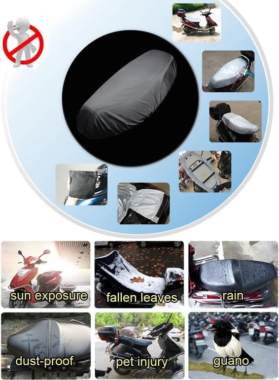 Grijze scooter-/motorzadelhoes ter bescherming tegen zon, bladeren, regen, stof, huisdieren en vogelpoep.