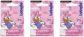 Labello 3 x Velvet Rose Disney Daisy Duck Lippenbalsem – Rozengeur – 24u Verzorging – Zachtroze Finish – 3 stuks