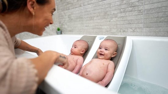 Dubbele Babybad - Tweeling Badje - Babyverzorging - Eerste ter wereld - 60x53x20cm - Grijs — afbeelding 5