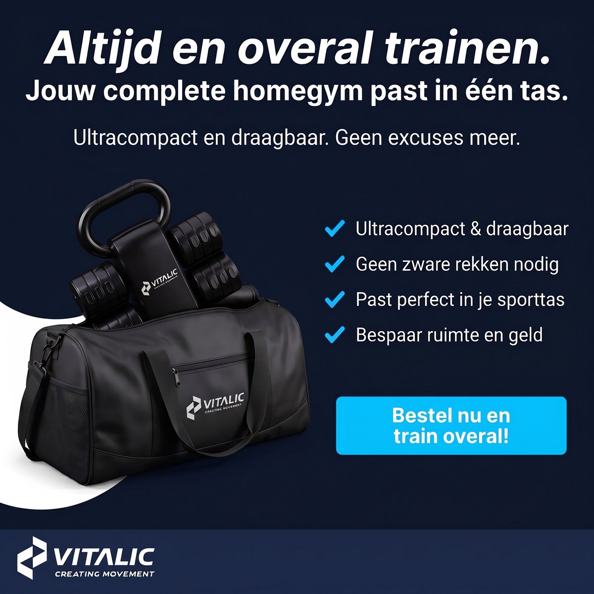 Vitalic 2-in-1 Dumbbell & Kettlebell Set | Gewichten van 1 tot 5.5 kg per stuk | Halters met gratis Kracht & Mobiliteitsschema van Fysiolab – foto 3