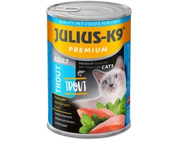 Julius-K9 - Natvoer kat - Kttenvoer blikvoer volwassen katten – Katten natvoer met stukjes vlees in saus - Forel smaak - 10 x 415g
