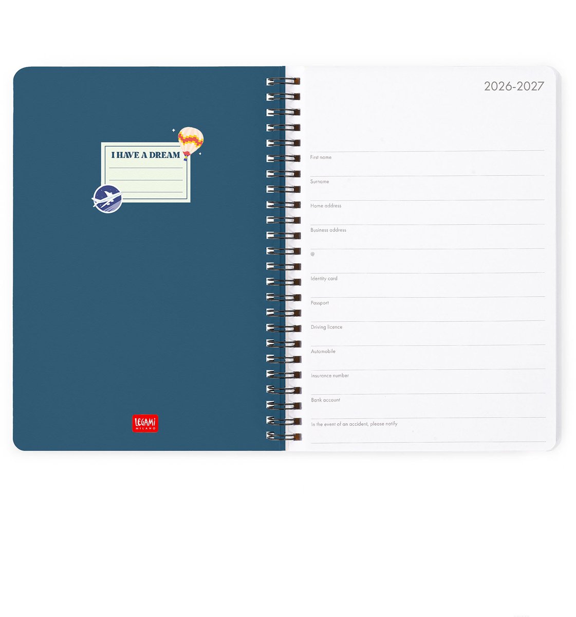 LEGAMI AGENDA 2026-2027 - 16mnd - WEEK OP 2 BLADZIJDEN - A5 - VERTICAAL - SPIRAAL BINDING - TRAVEL — cadeau in Kalenders & Planners - foto 7