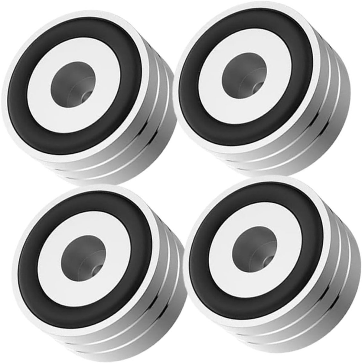 Luidspreker Voet Kussens - Isolatiepads Versterker - Stabiliteit Geluid - Antislip Rubber Ringen - 4x4x2 cm - Zilver