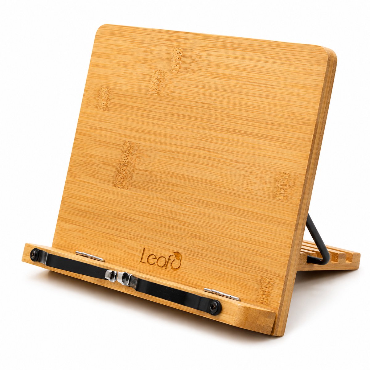 LeafU Bamboe Boekenstandaard – Verstelbare Boekenstandaard 5 Standen – Kookboekstandaard – Tablet Standaard – Boekenhouder met Bladzijdehouders