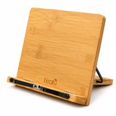 LeafU Bamboe Boekenstandaard – Verstelbare Boekenstandaard 5 Standen – Kookboekstandaard – Tablet Standaard – Boekenhouder met Bladzijdehouders