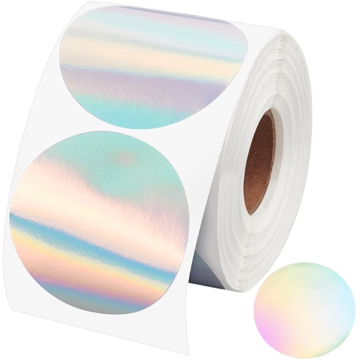 ONF3 - Holografische Cirkel Thermische Sticker - 400 Stuks - Creatieve Zelfklevende Stip - 4,9 cm - Regenboog Glitter - Afdrukbaar Thermisch Lab...