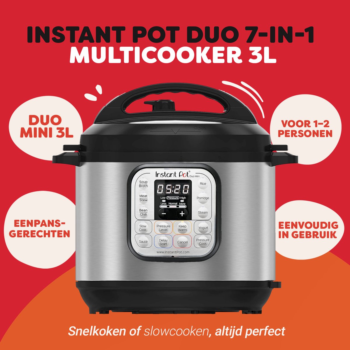 Instant Pot Duo Multicooker 3L 700W Zwart - afbeelding 2