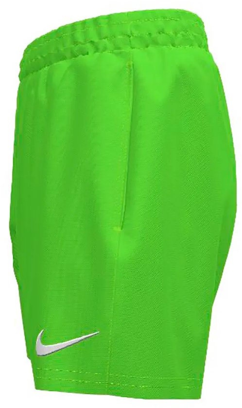 Limegroene zwembroek met elastische tailleband en Nike logo op de zijkant.