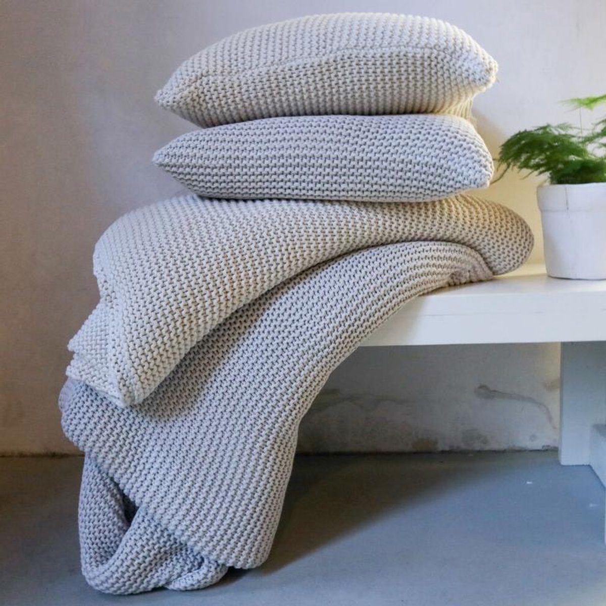 Homelinen | Ponza Plaid & Kussensloop van Katoen