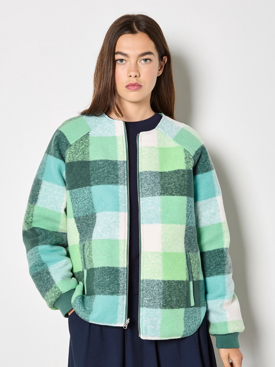Omkeerbaar geruit fleece gewatteerd jack
