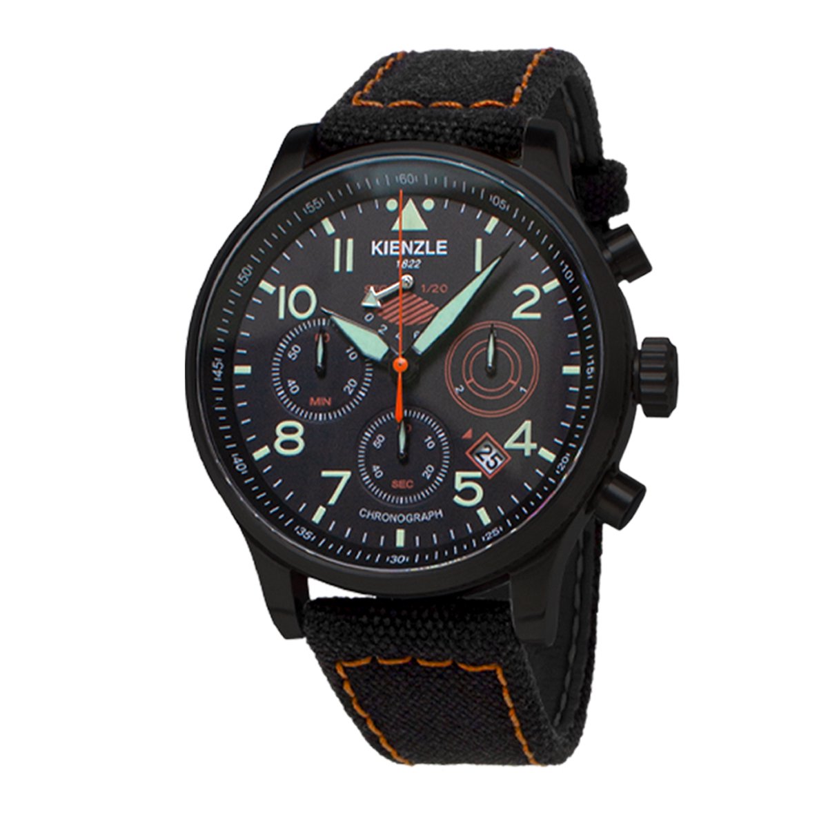 KIENZLE Horloge - Reisen - Quarz Chrono KC408D - Zwart - Sportief Elegante Zwarte Polsband