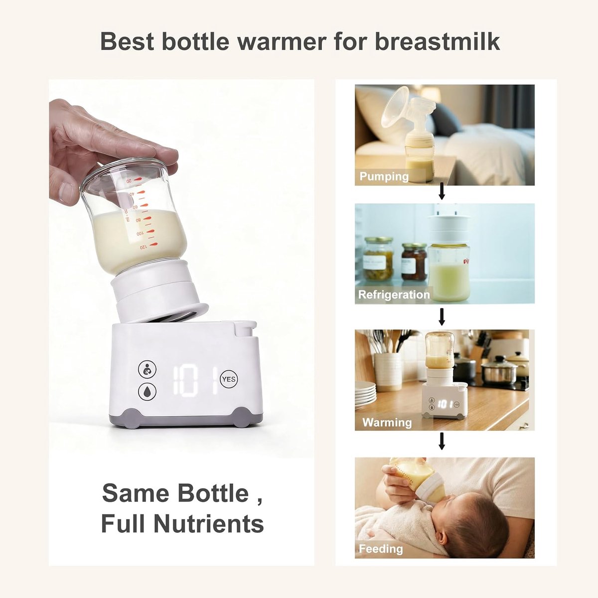 Smily Mia Draagbare Flesverwarmer Baby Onderweg - Reis Babyflesverwarmer voor Moedermelk en Flesvoeding - 6 Universele Adapters - Lekvrij - 5 Temperatuurstanden - Sterilisator - USB Oplaadbaar thumbnail 2