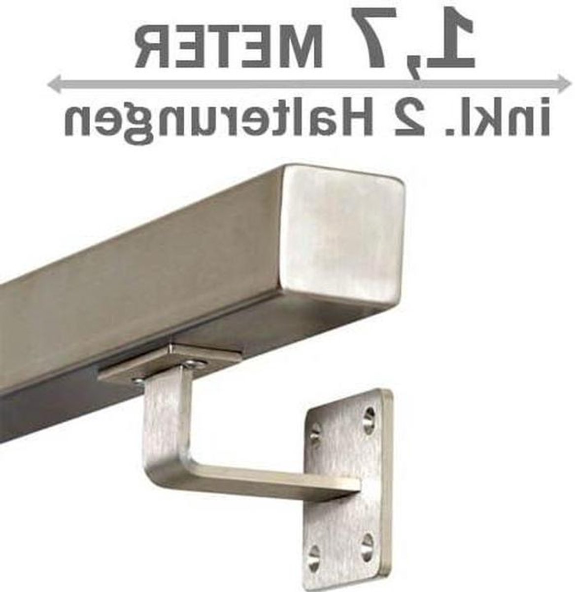 Vierkante trapleuning - RVS leuning - Trap afwerking - Geborsteld metaal - 170 cm - Roestvrij staal